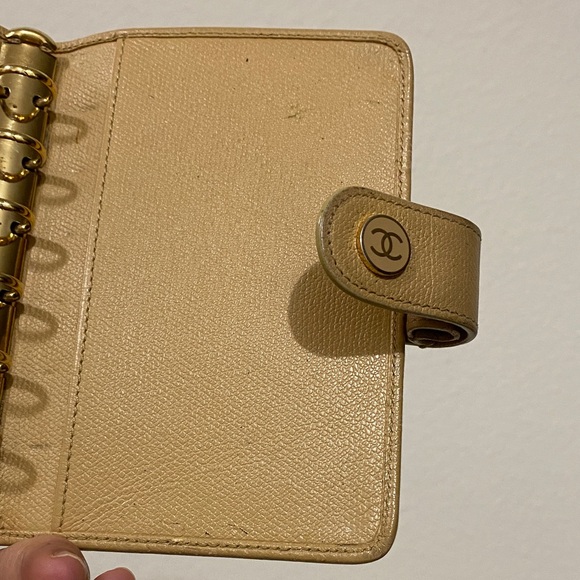 LOW START 🔥 CHANEL Beige Leather Book Wallet with Gold Accent - Picture 11 of 12